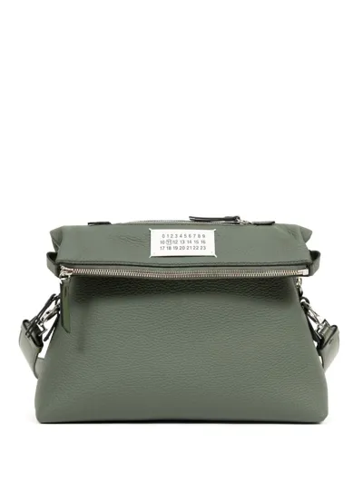 Maison Margiela Foldover Leather Shoulder Bag In Green