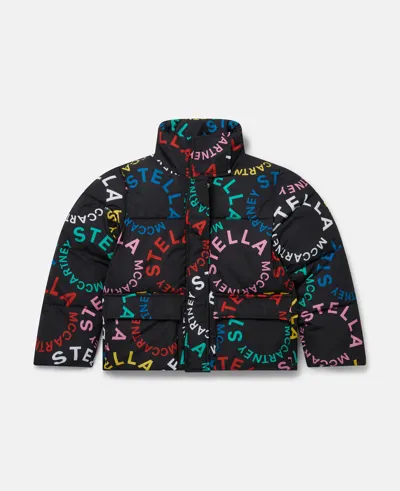 Stella Mccartney Circular Logo Hooded Jacket In Black Multicolour