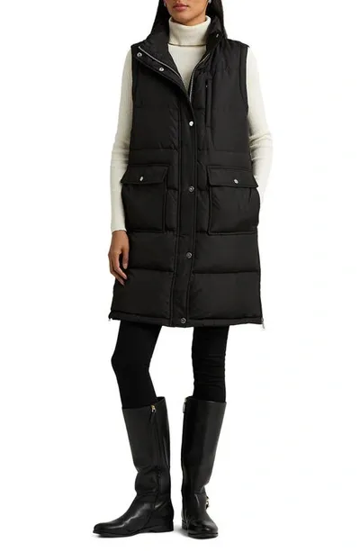 Lauren Ralph Lauren Long Down Puffer Vest In Black