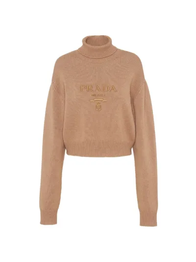 Prada Cashmere And Wool Turtleneck Sweater In Brown