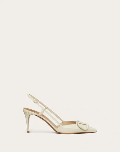 Valentino Garavani 80 Vlogo Patent Leather Slingback Pumps In Light Ivory