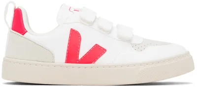 Veja Kids White & Red V-10 Sneakers In White_rose-f