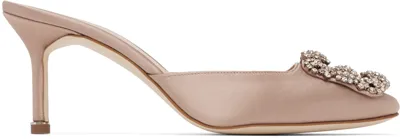 Manolo Blahnik Taupe Hangisi 70 Heels In 0055 Medium Nude