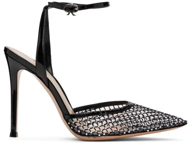 Gianvito Rossi Black Crystal-cut Heels In Black+trasp+black