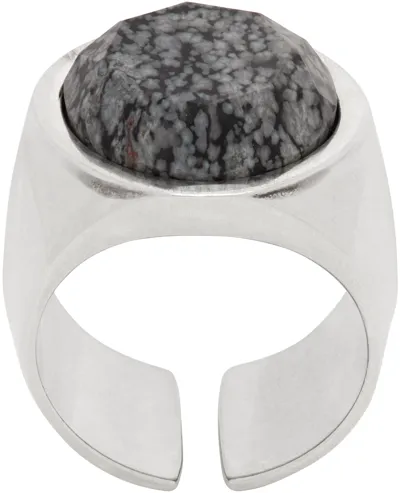 Isabel Marant Silver & Gray Alto Ring In 02fk Faded Black