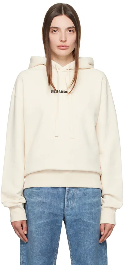 Jil Sander Logo-print Drawstring Hoodie In Neutrals