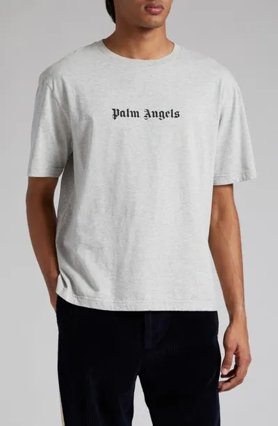 Palm Angels White Short-sleeved T-shirt With Monogram Pa Embroidery In White Black