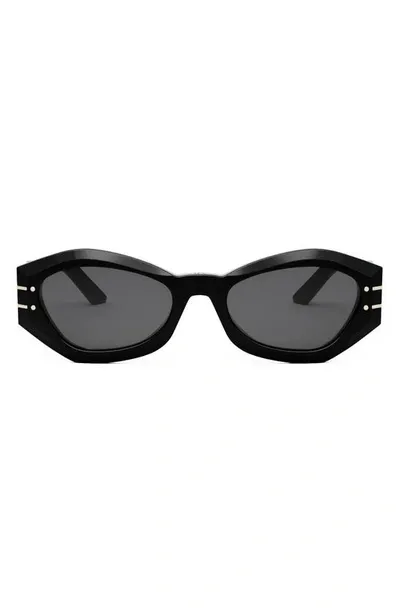 Dior The Signature B1u 55mm Butterfly Sunglasses In Black