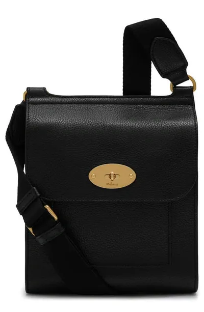 Mulberry Small Antony Leather Crossbody Bag In Black-silver