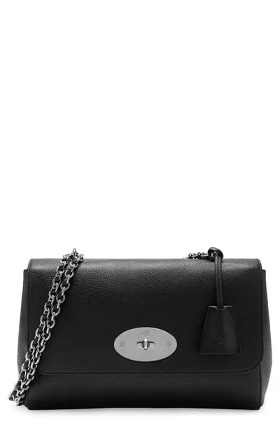 Mulberry Medium Lily Leather Shoulder Bag In Black-silver Toned