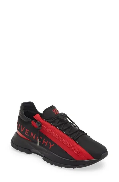 Givenchy Men's Spectre Side-zip Logo Runner Sneakers In Black Red