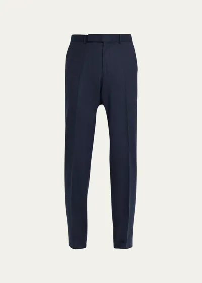 Zegna Straight-leg Stretch-cotton Twill Trousers In Nvy Sld