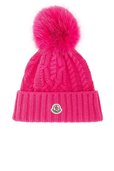 Moncler Pompom Virgin Wool Beanie In Pink