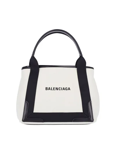 Balenciaga Women's Navy Cabas Xs Tote Bag In White