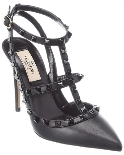 Valentino Garavani Valentino Rockstud Caged 100 Leather Pump In Black