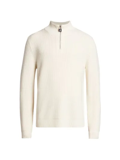 Jw Anderson Padlock Half-zip Wool Knit Sweater In Off White