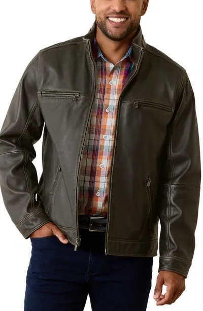 Tommy Bahama Rocker Island Leather Jacket In Dark Brown