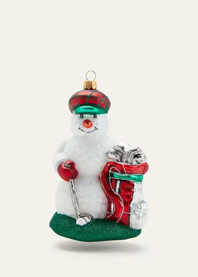 Bergdorf Goodman Golfing Snowman Christmas Ornament In Multi