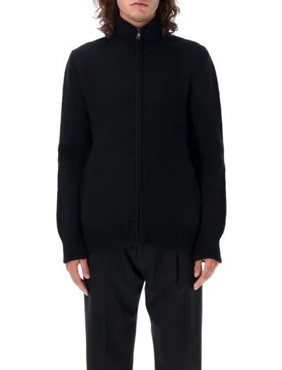 Dolce & Gabbana High Neck Zipped Cardigan In Black