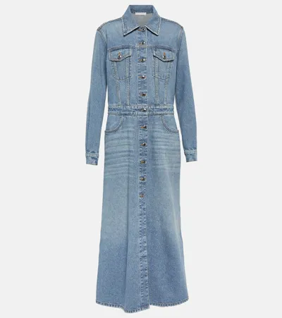 Chloé Denim Maxi Dress In Blue