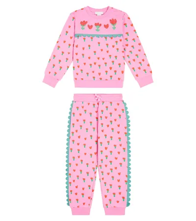 Stella Mccartney Kids' Printed Sweatshirt And Sweatpants Set In Pink