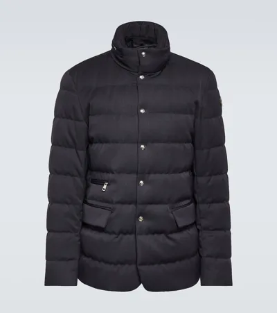 Moncler Bess Convertible Nylon-trimmed Quilted Wool Down Jacket In Navy