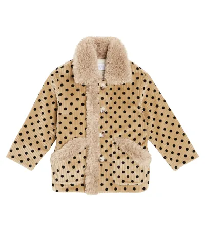 Paade Mode Kids' Polka-dot Cotton Corduroy Blazer In Beige