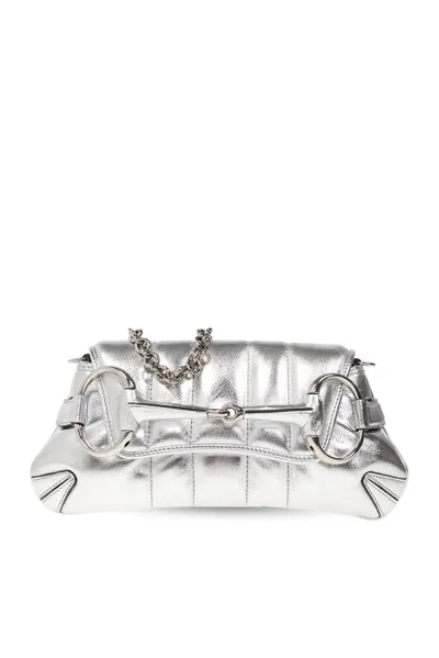 Gucci Horsebit Chain Small Shoulder Bag In Silver