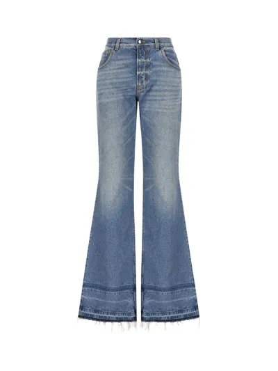 Chloé Low Rise Flared Denim Jeans In Blue