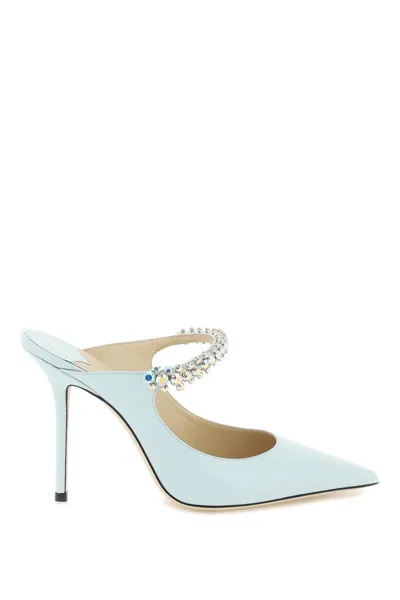 Jimmy Choo Bing 100mm Crystal-embellished Mules In Blue