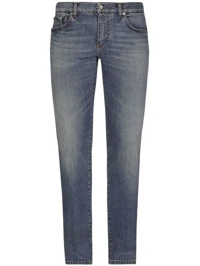 Dolce & Gabbana Light Blue Wash Skinny Stretch Jeans In Multicolor