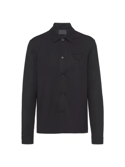 Prada Wool Blend Shirt In Blue