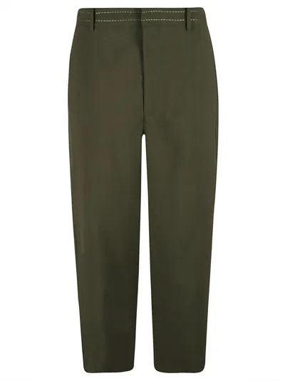 Marni Green Cropped Trousers In 00v55 Forest Green