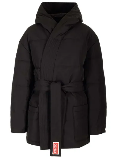 Kenzo Kimono Down Jacket In Black