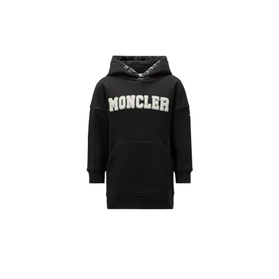 Moncler Kids' Hooded Sweatshirt Dress Black In Noir