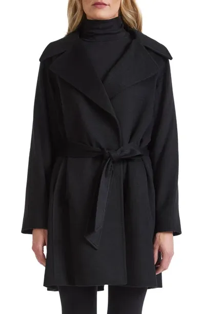 Sofia Cashmere Cashmere Belted Wrap Coat In Black