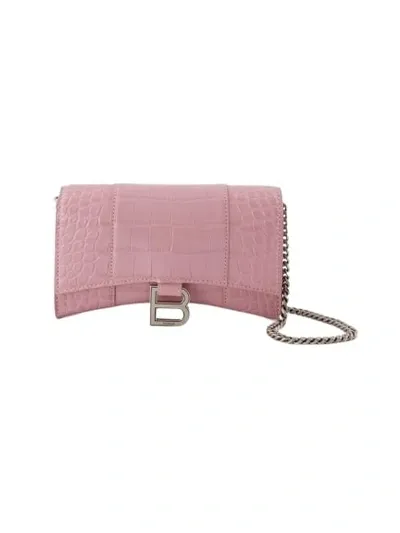 Balenciaga Hourglass Wallet-on-chain In Powder Pink