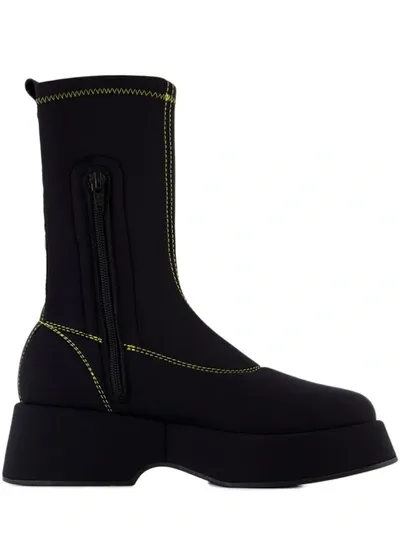 Ganni Retro Flatform Sockboot In Black