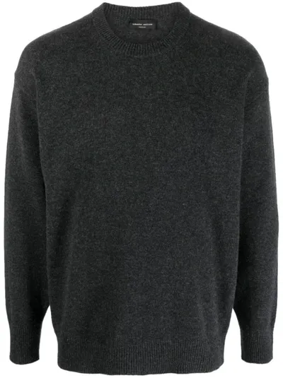 Roberto Collina Crew-neck Fine-knit Sweater In Grey