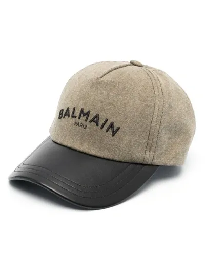 Balmain Green Embroidered Logo Cap