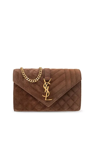 Saint Laurent Envelope Small Shoulder Bag In Brown