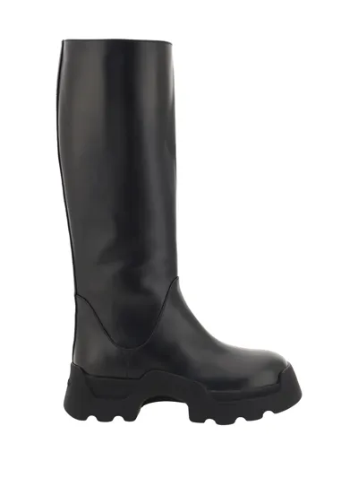 Proenza Schouler Stomp Leather Boots In Black