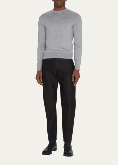 Tom Ford Fine Knit Wool Jumper In Light Grey Solid