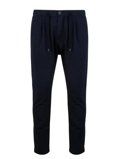 Herno Logo Plaque Slim Cut Trousers In Blue