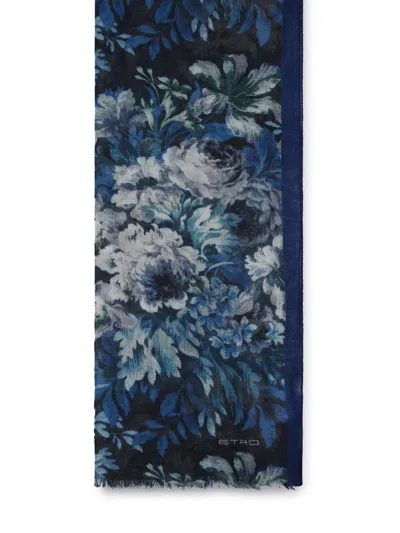 Etro Floral Printed Frayed Edge Scarf In Multi