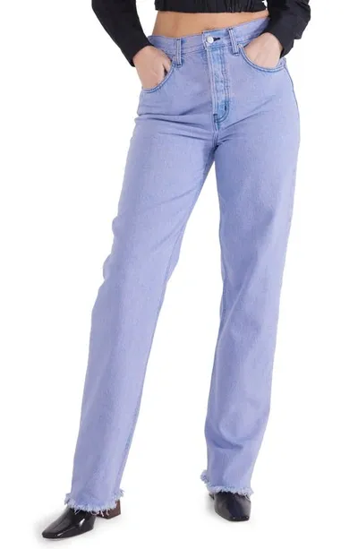 Etica Carine Super High Waist Straight Leg Jeans In Cyclone Violet