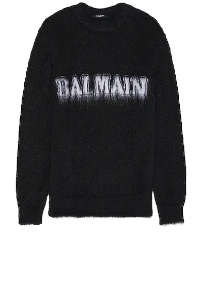 Balmain Logo-print Brushed-finish Jumper In Black