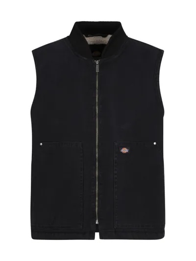 Dickies Duck Cotton Canvas Vest In Black