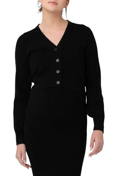 Ripe Maternity Tiffany Nursing Crop Knit Cardigan Black