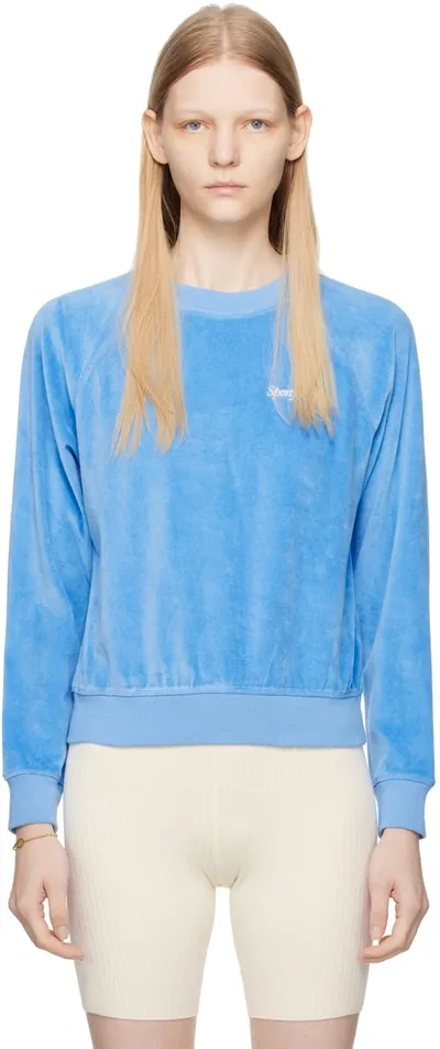 Sporty And Rich Blue Raglan Sweater In Capri/white